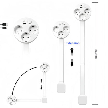 Multi Plug Wall Charger Power Socket Extender with 180 Degree Rotation for Easy Access Wall Extender Stick (US EU UK)