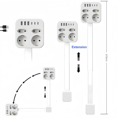 Multi Plug Wall Charger Power Socket Extender with 180 Degree Rotation for Easy Access Wall Extender Stick (US EU UK)