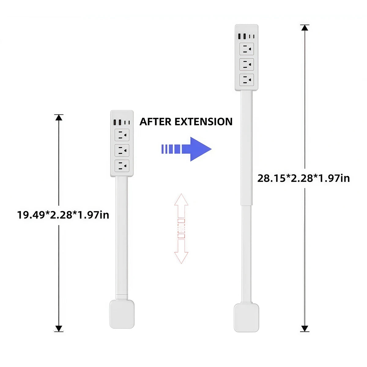 Multi Plug Wall Charger Power Socket Extender with 180 Degree Rotation for Easy Access Wall Extender Stick (US EU UK)